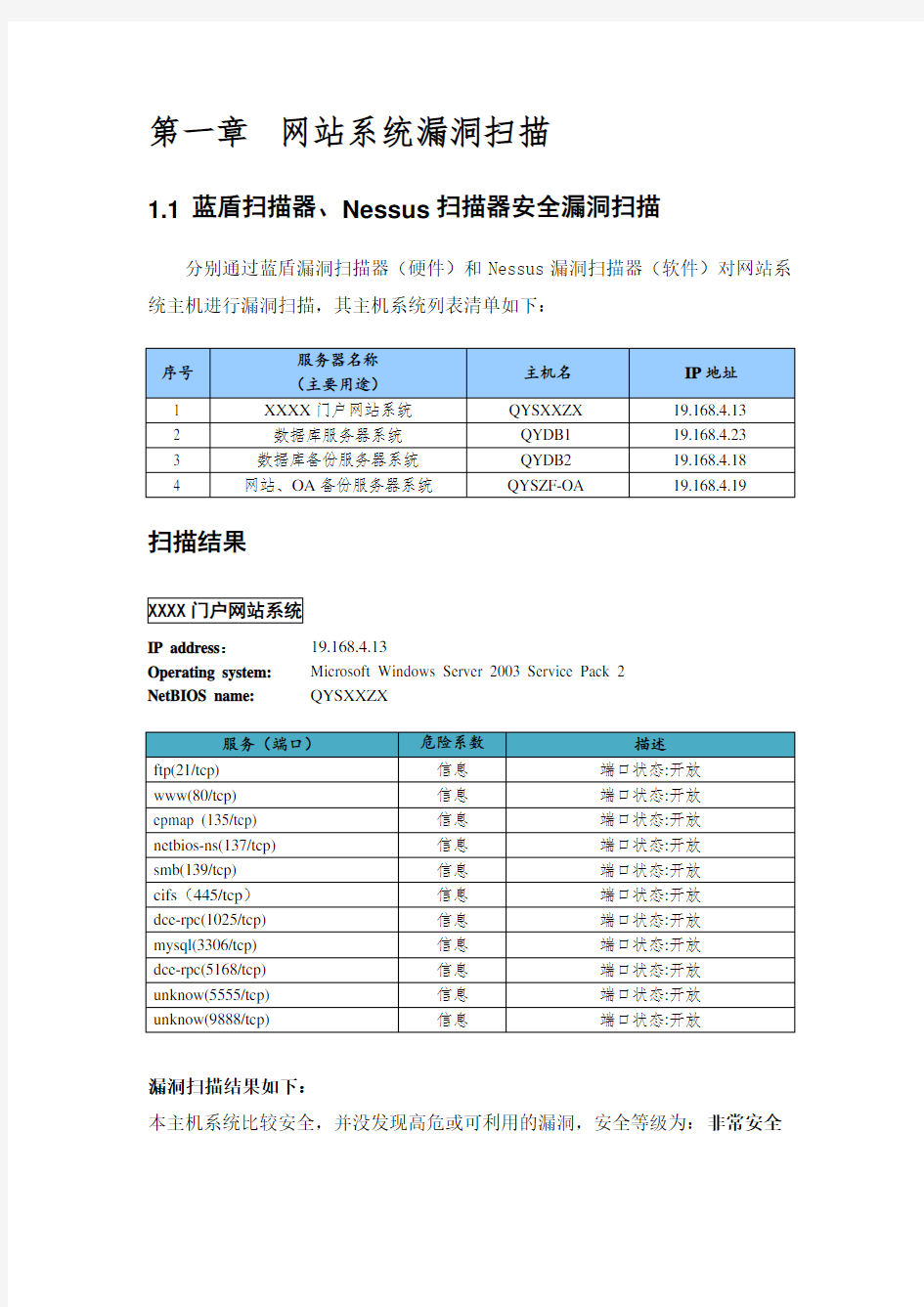 XX等保测评漏洞扫描报告