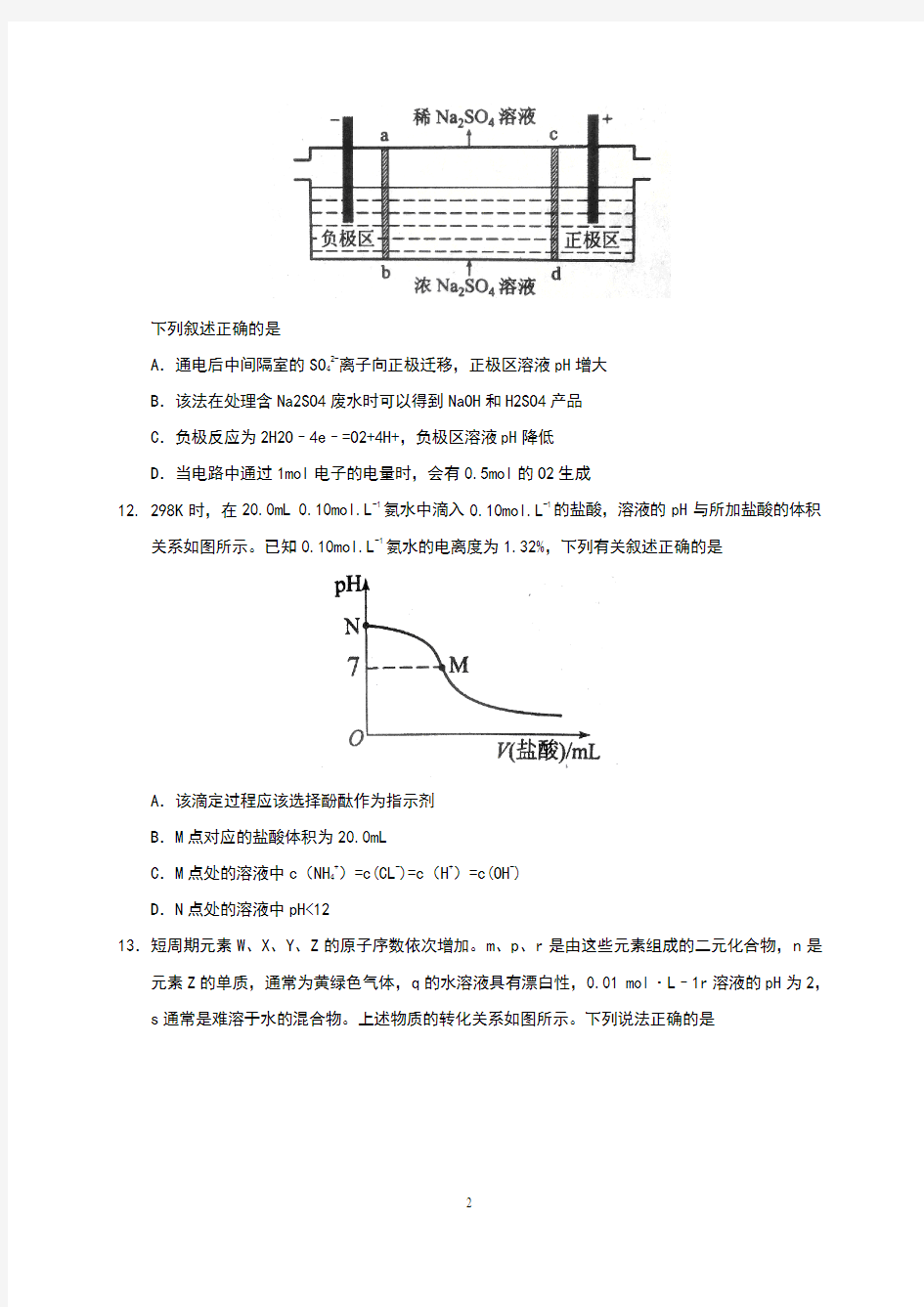 山西省2016年高考化学试题及答案(Word版)