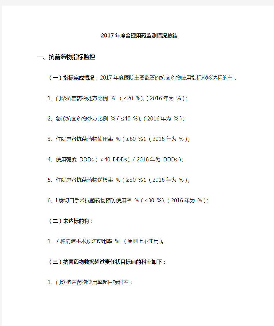 年度合理用药监测情况总结