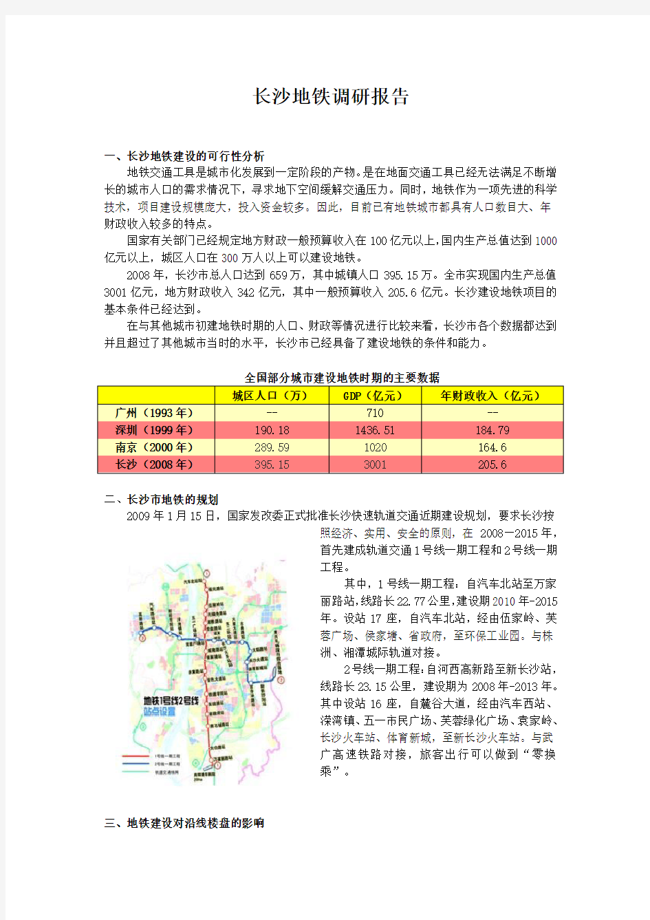 长沙地铁调研报告