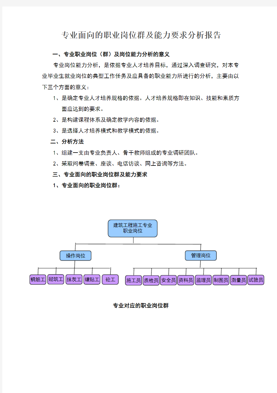 职业岗位及岗位能力分析报告