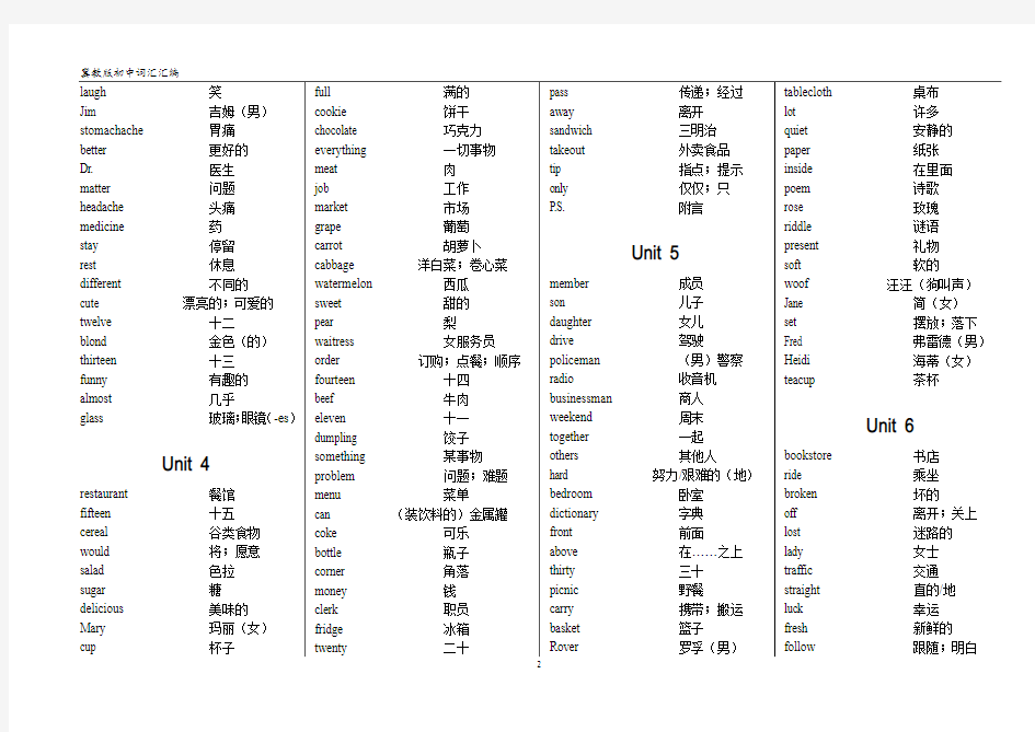 冀教版初中英语词汇表-打印版