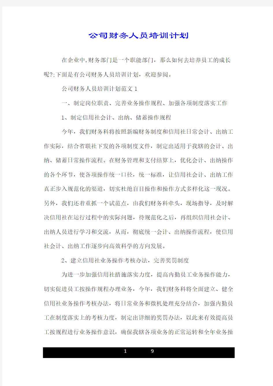 公司财务人员培训计划.doc