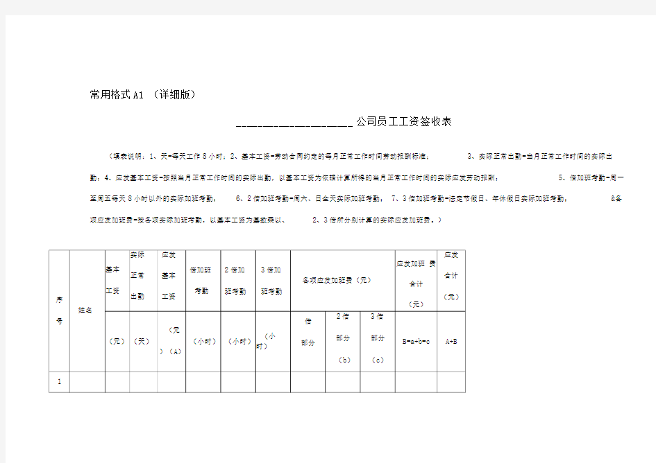 常用《工资表》格式