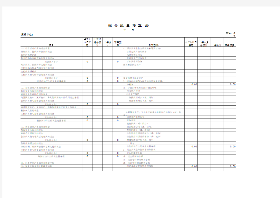 现金流量预算表