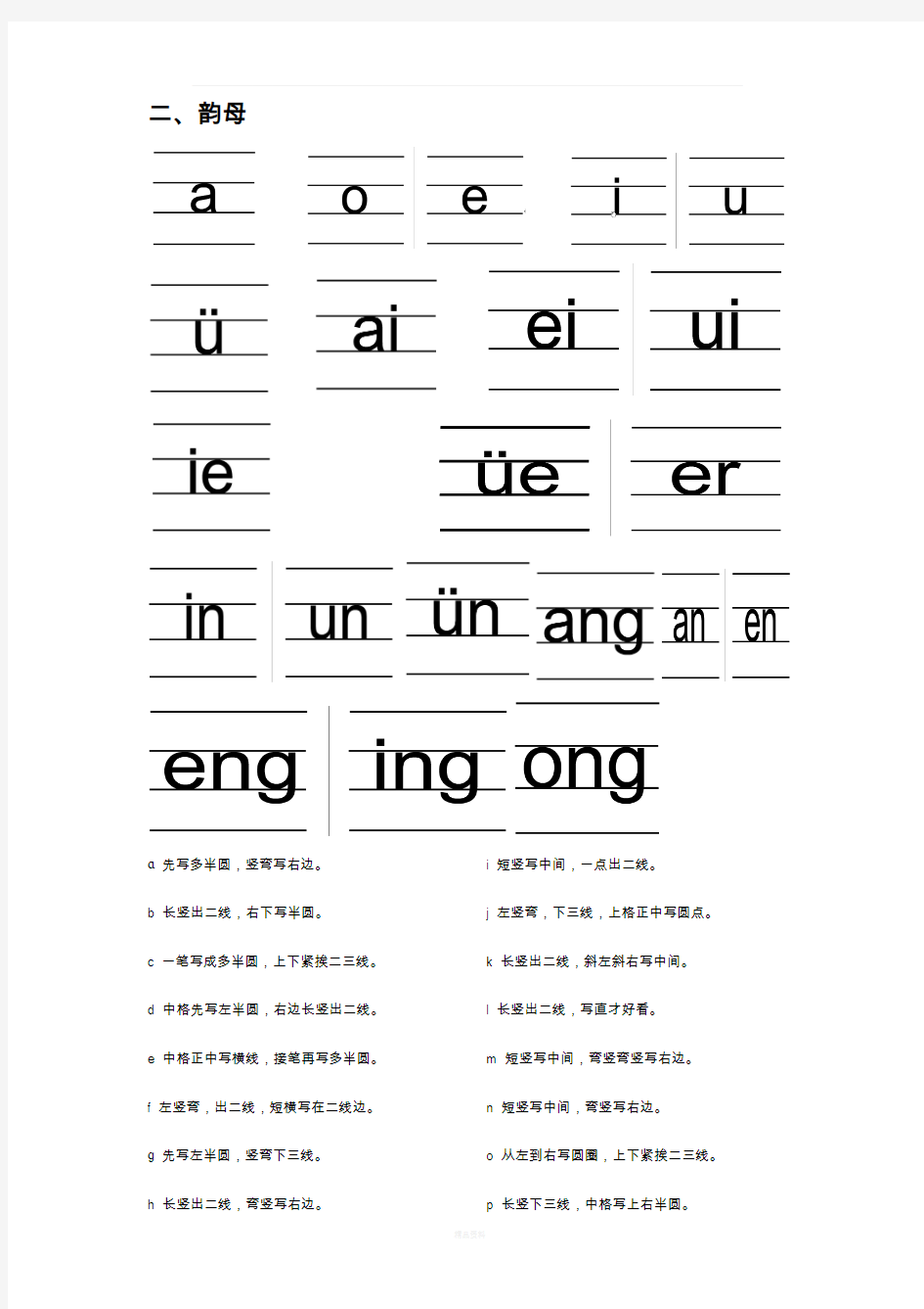 汉语拼音的书写格式(四线三格)91731