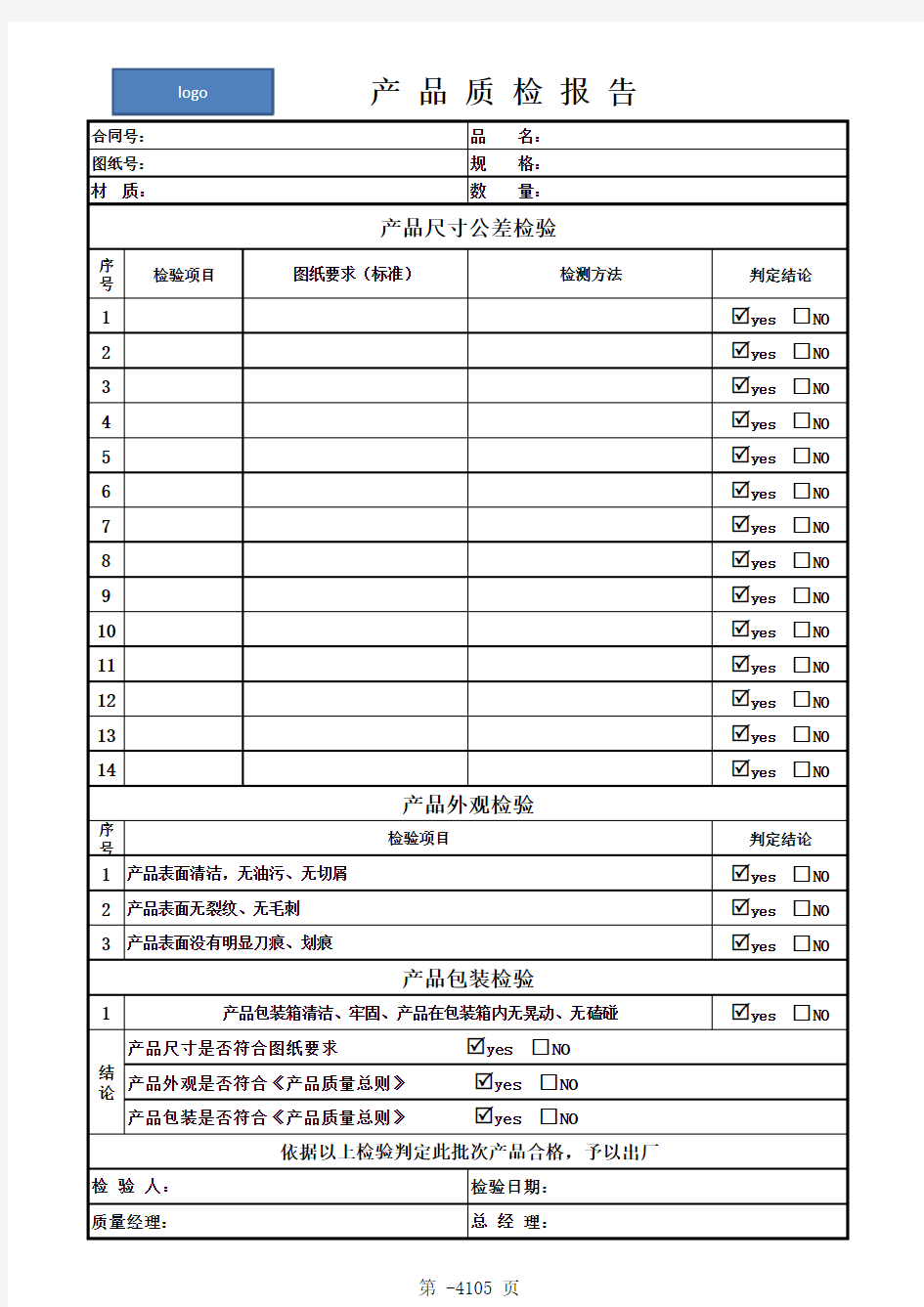 质检报告样本