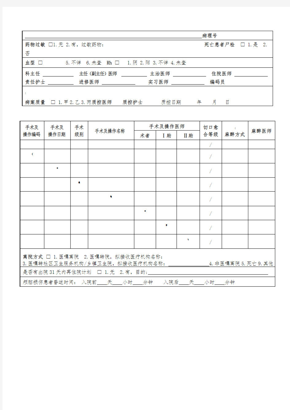 住院病案首页