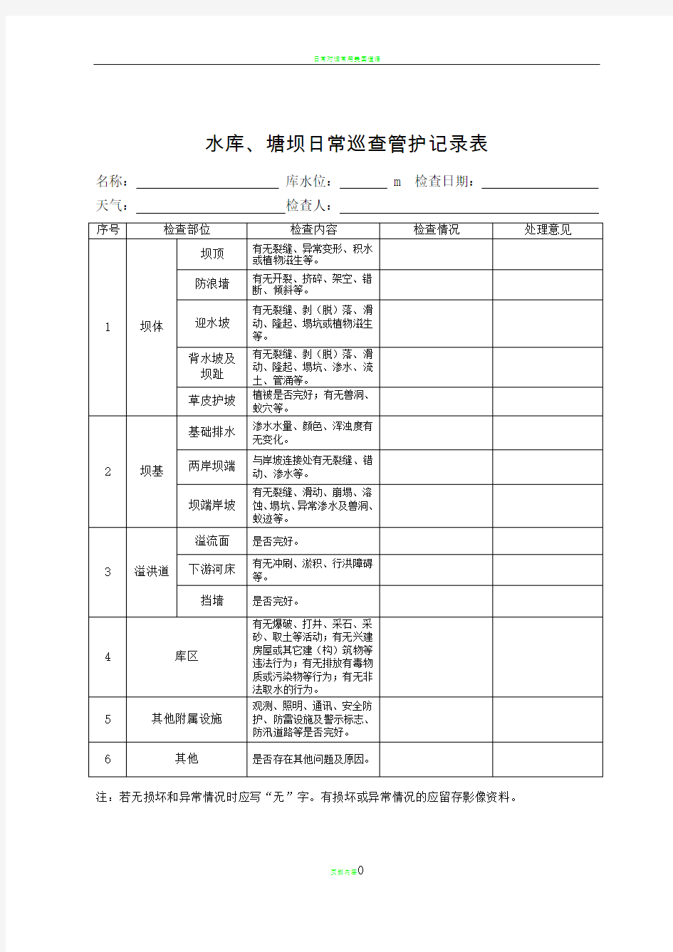 日常巡查管护记录表