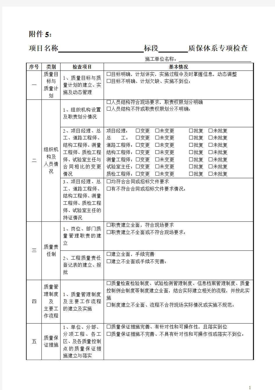 施工单位质保体系