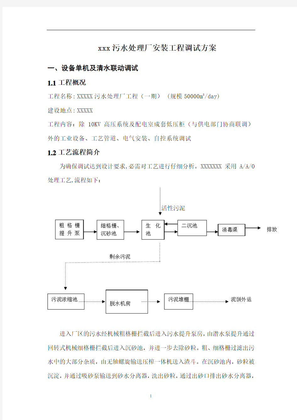 某污水处理厂调试方案