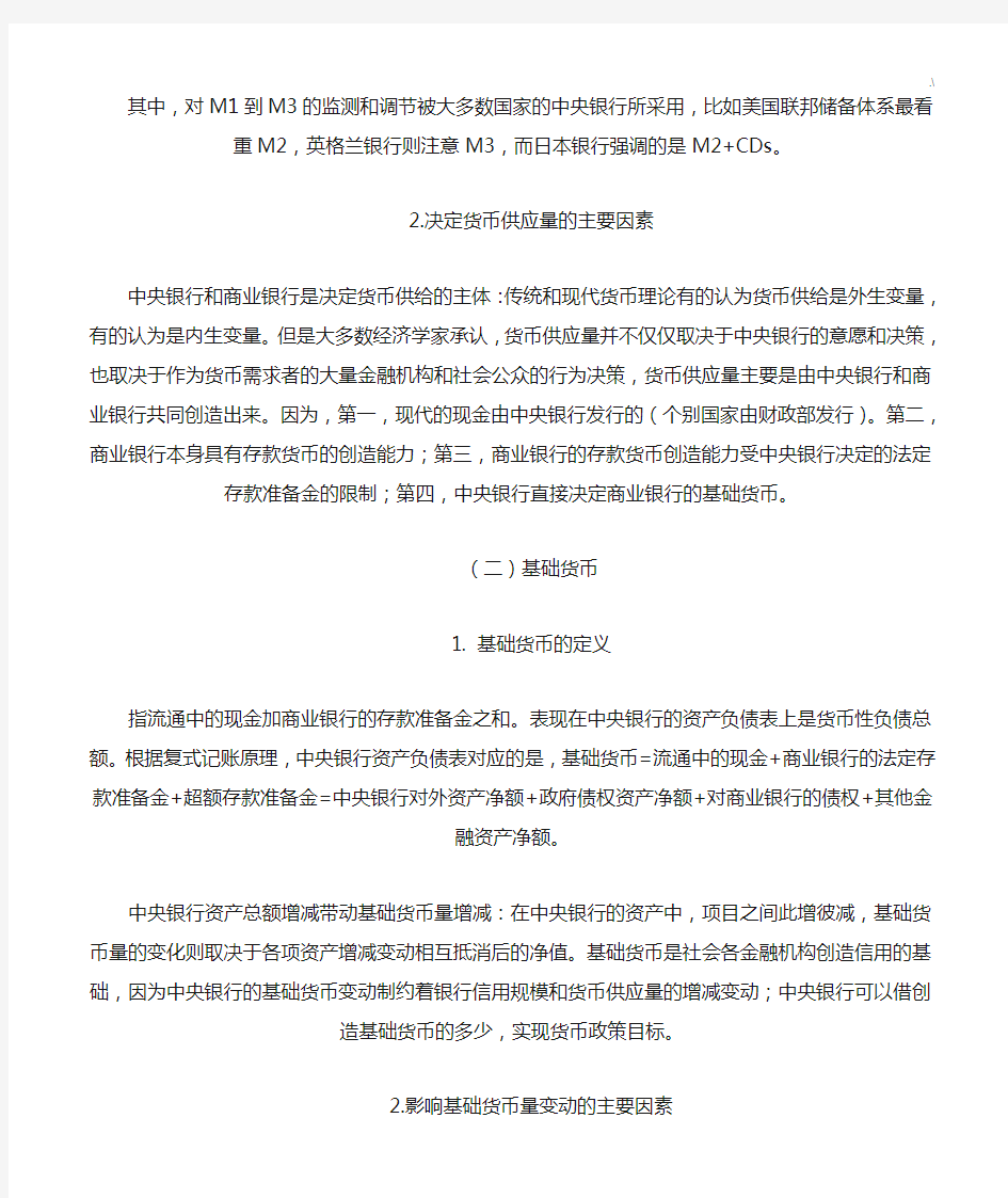 货币供应,基础学习知识货币和货币乘数