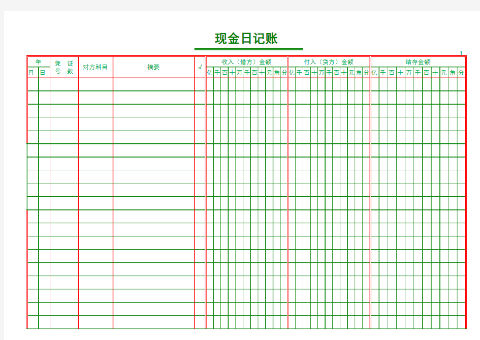 Excel财务现金日记账-电子表格