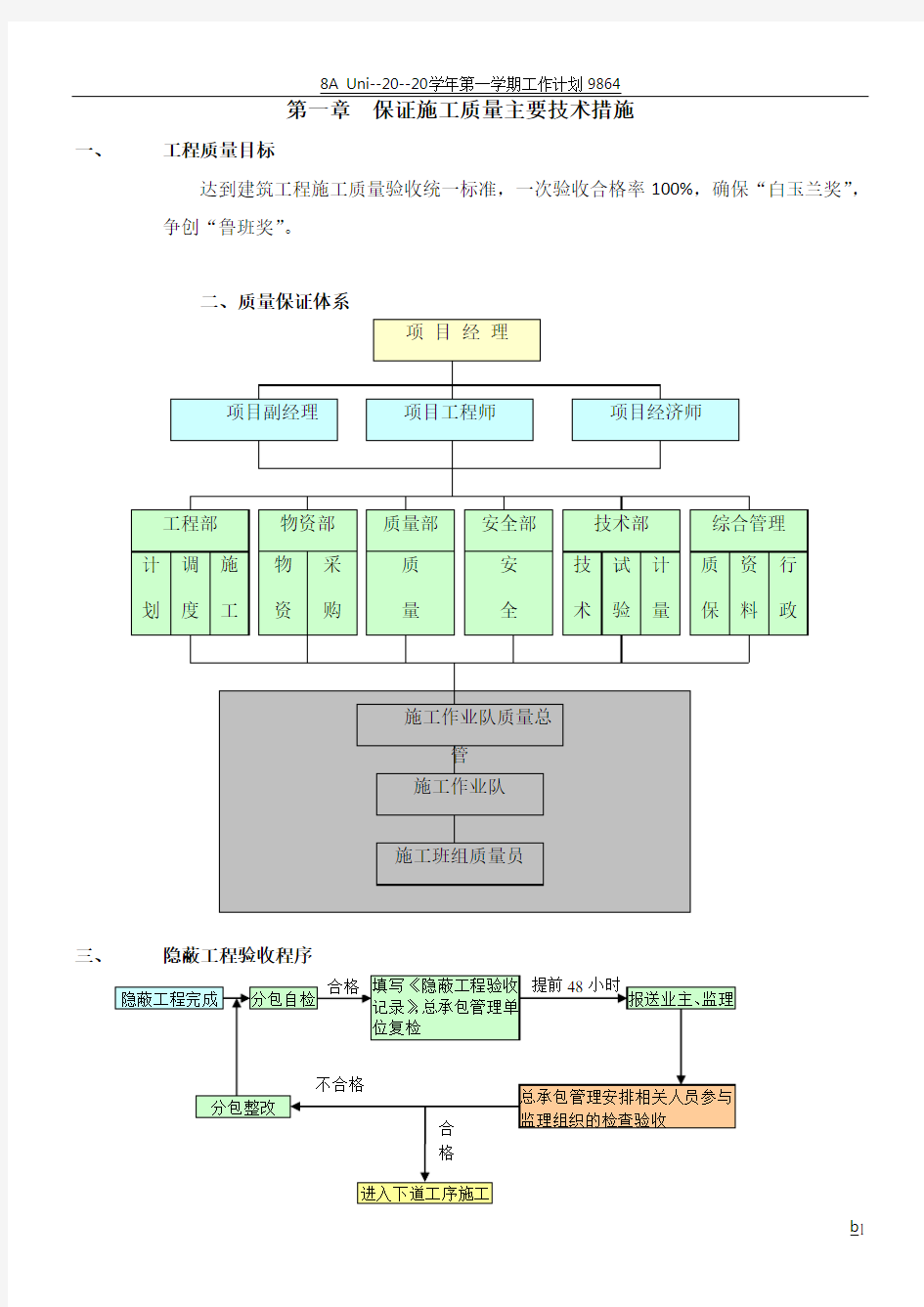 保证施工质量主要技术措施