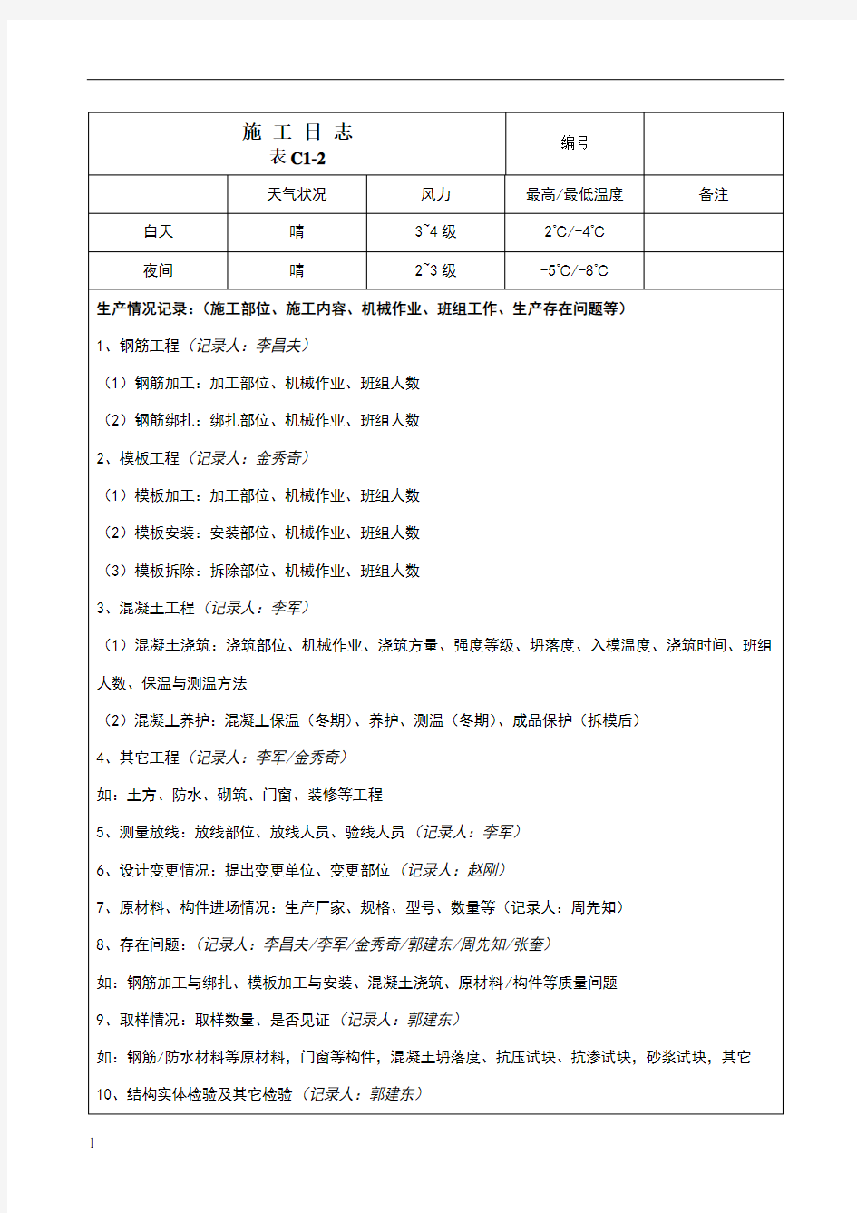 施工日志填写范例97793