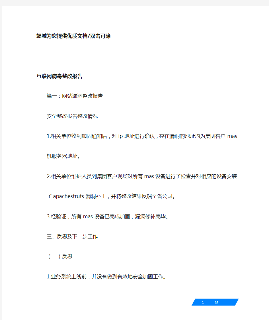 互联网病毒整改报告