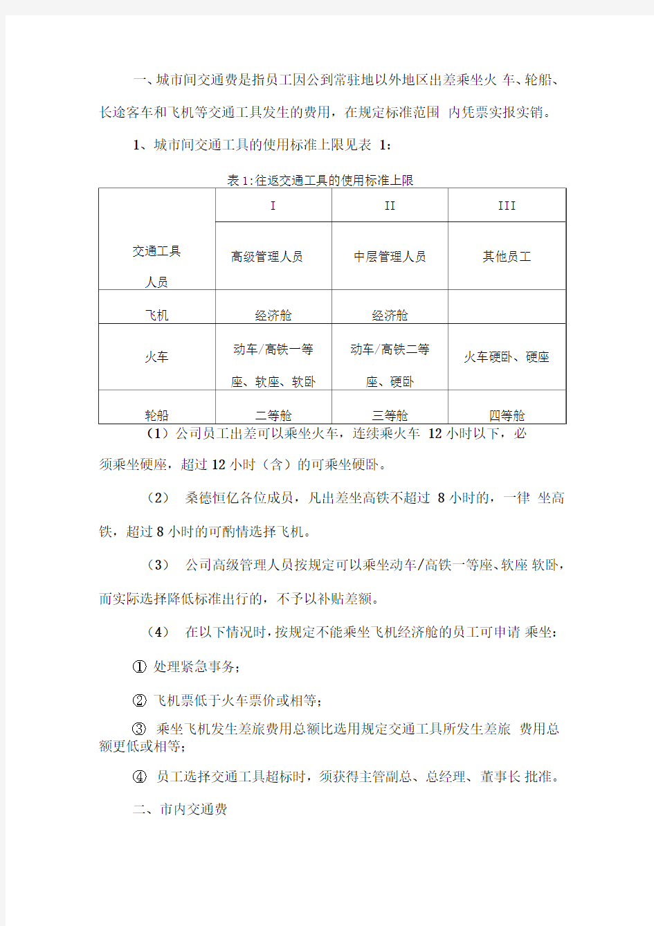 差旅费报销管理制度最新版