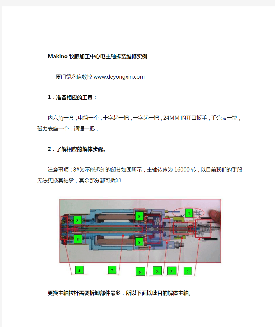 Makino牧野加工中心电主轴拆装维修实例