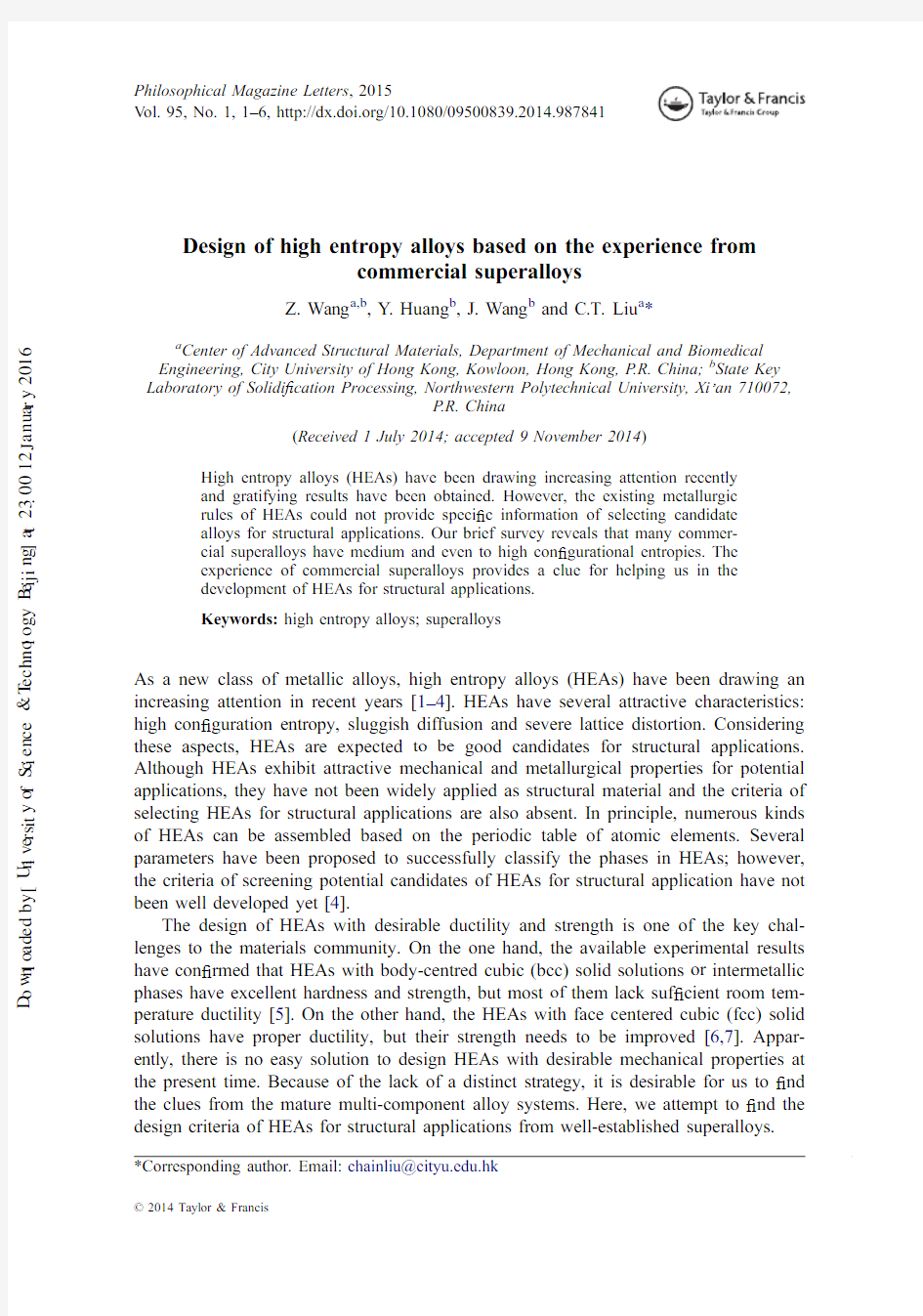 Design of high entropy alloys based on the experience from