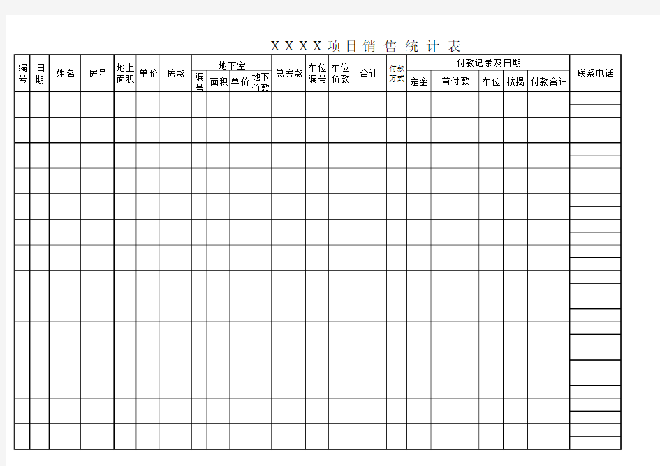 房地产销售台账表格