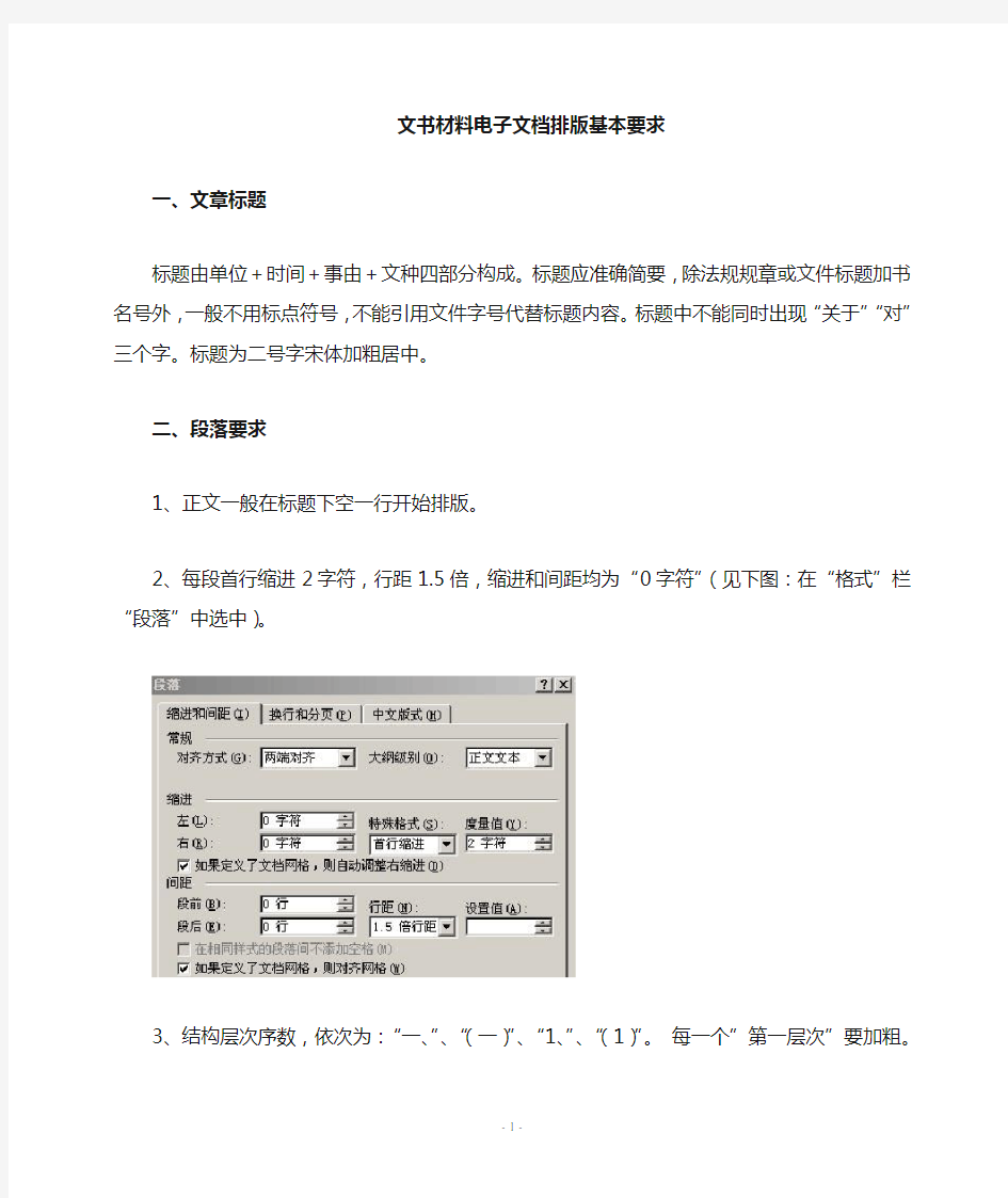 电子文档排版要求