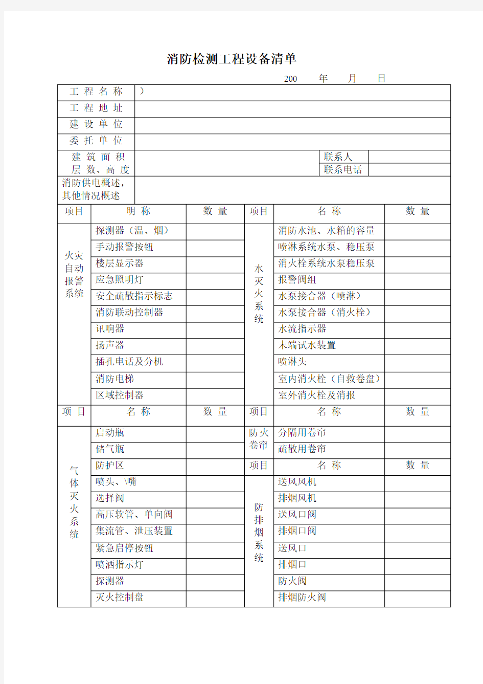 消防检测设备清单表(1)