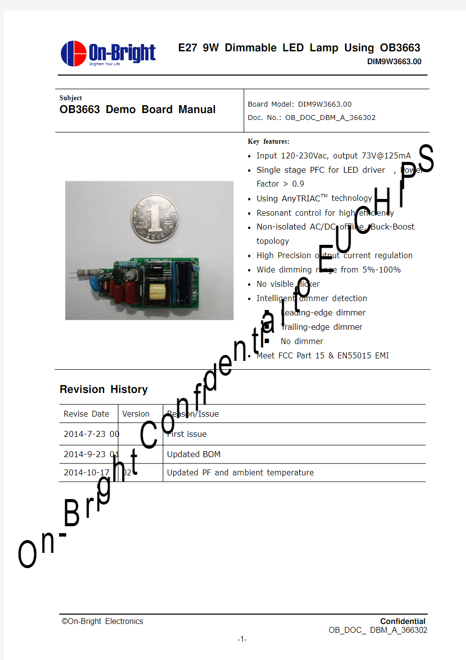 OB3663 Demo Board Manual(A)_EUCHIPS_150211