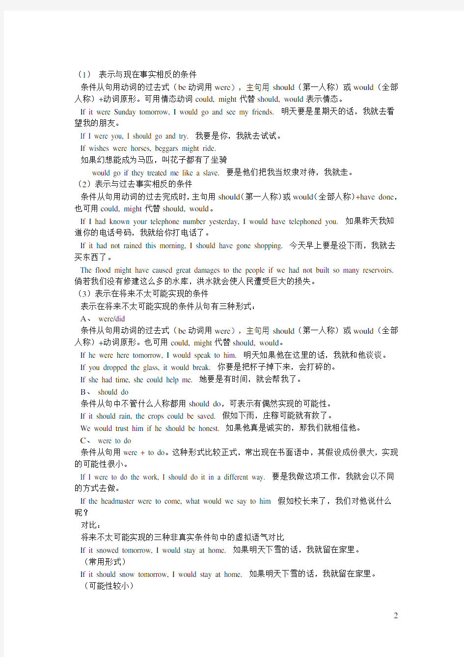 高中英语虚拟语气完整版