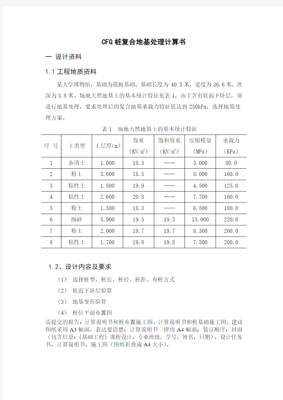 基础工程地基处理课程设计