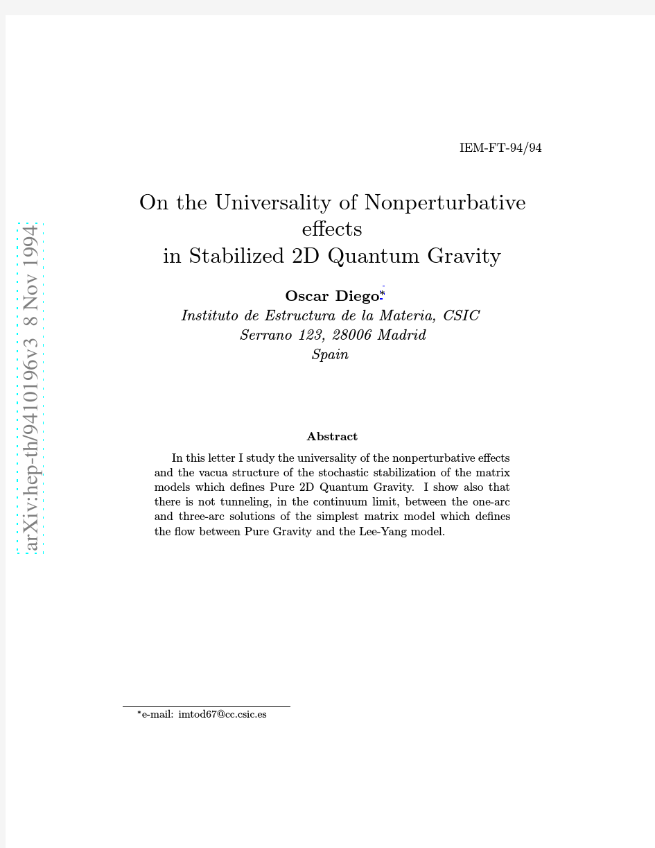 On the Universality of Nonperturbative effects in Stabilized 2D Quantum Gravity
