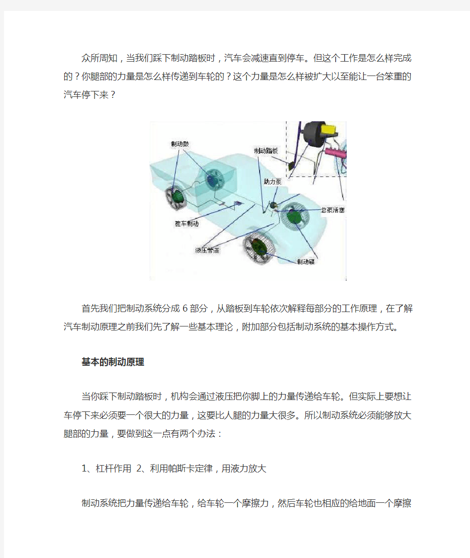 汽车制动系统工作原理详解