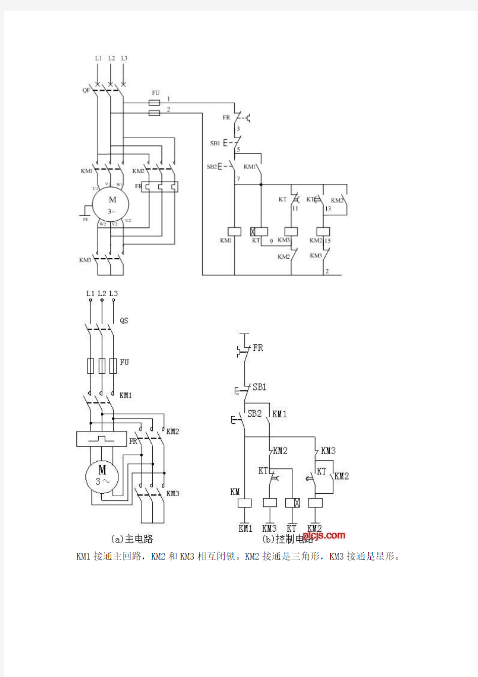 三相异步电动机的星形三角形降压启动控制电路