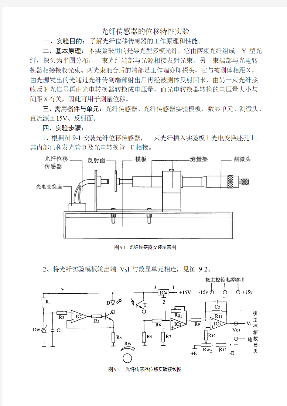 光纤传感器的位移特性实验重点