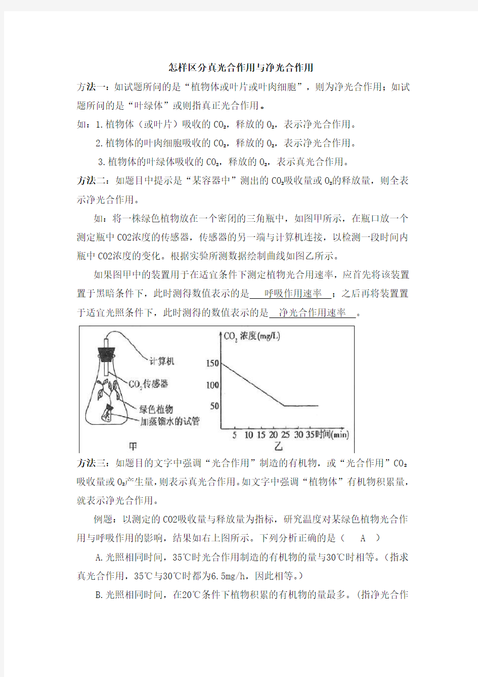 如何区分真光合作用与净光合作用总结 简单易懂