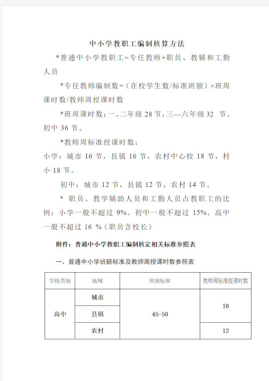 中小学教职工编制核算方法