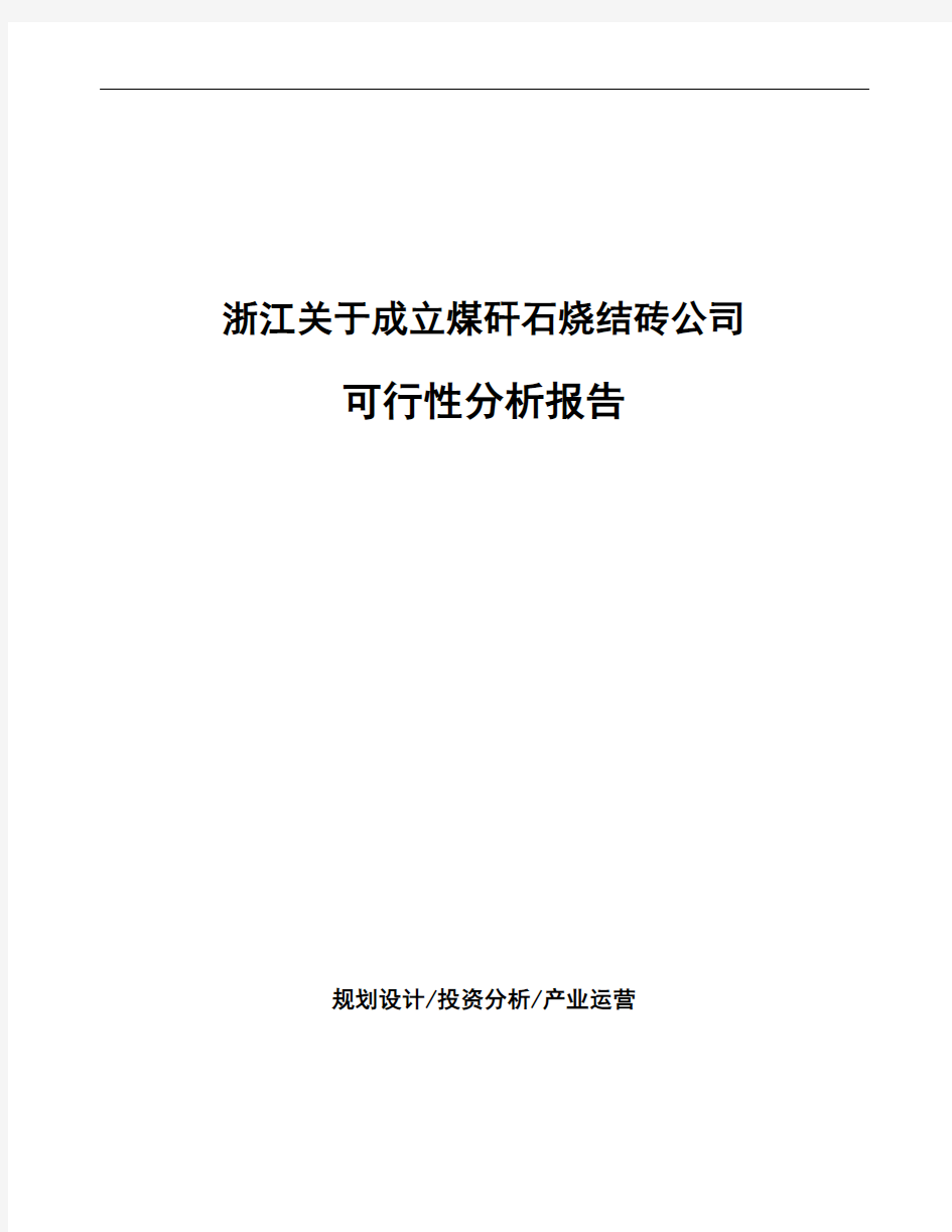 浙江关于成立煤矸石烧结砖公司可行性分析报告