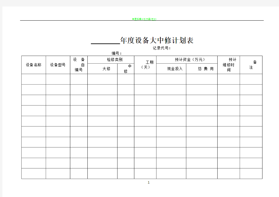 年度设备大中修计划表