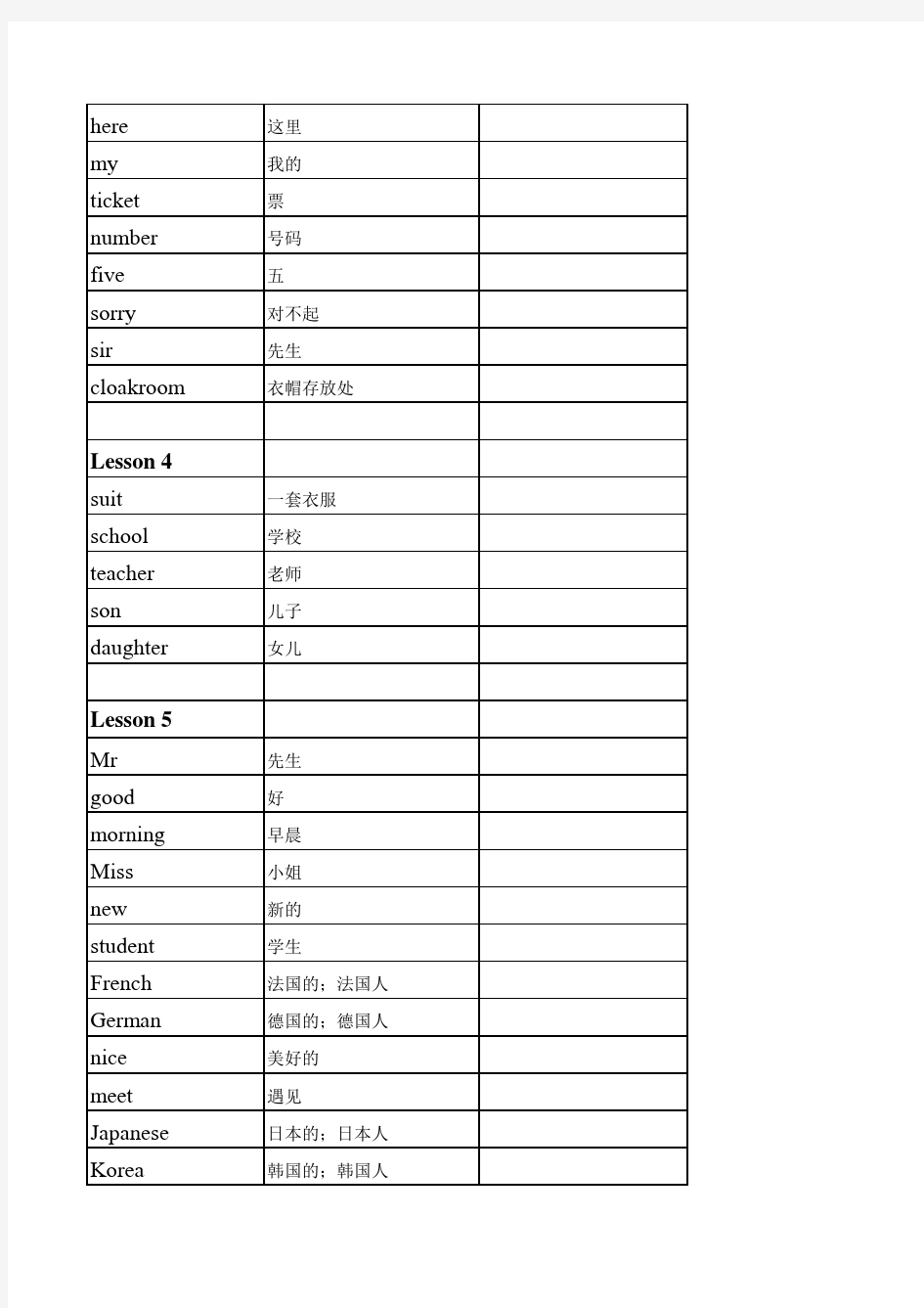 新概念英语第一册单词表(背默听写精编版)