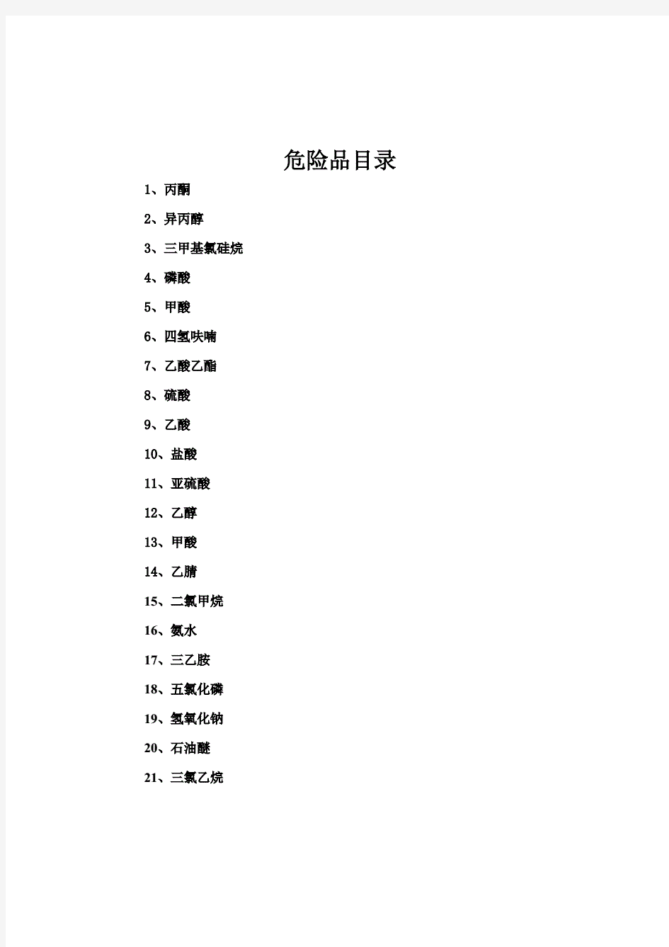 常见危险化学品安全技术说明书(SDS)