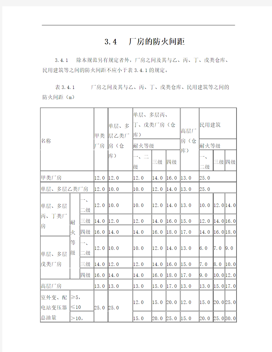 建筑防火设计规范-防火间距