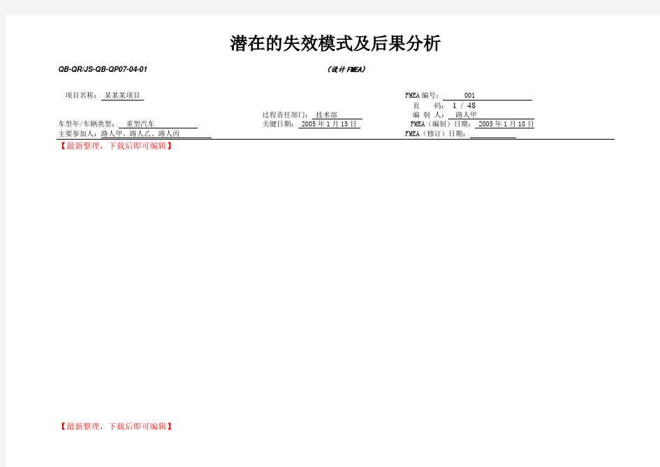 DFMEA范本(完整资料).doc