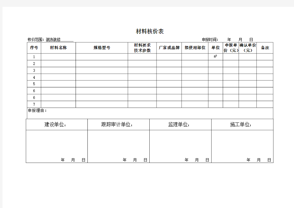 核价表