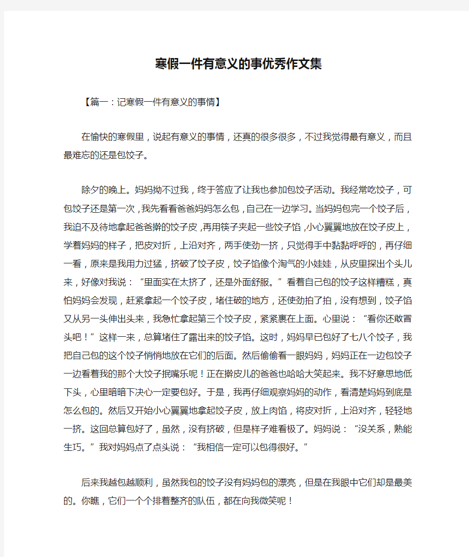 寒假一件有意义的事优秀作文集