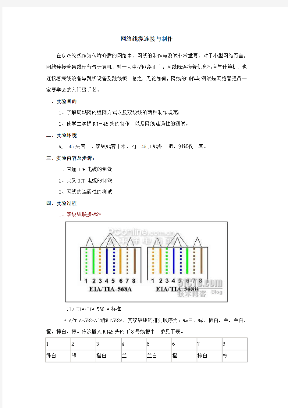 网络线缆连接与制作