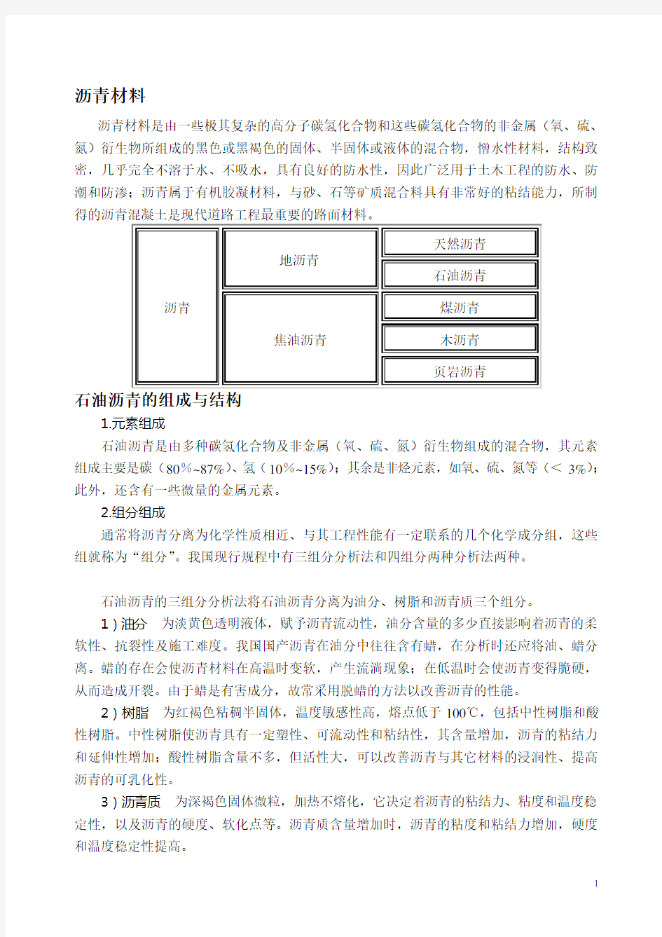 沥青的介绍、分类、标准、用途及检验指标