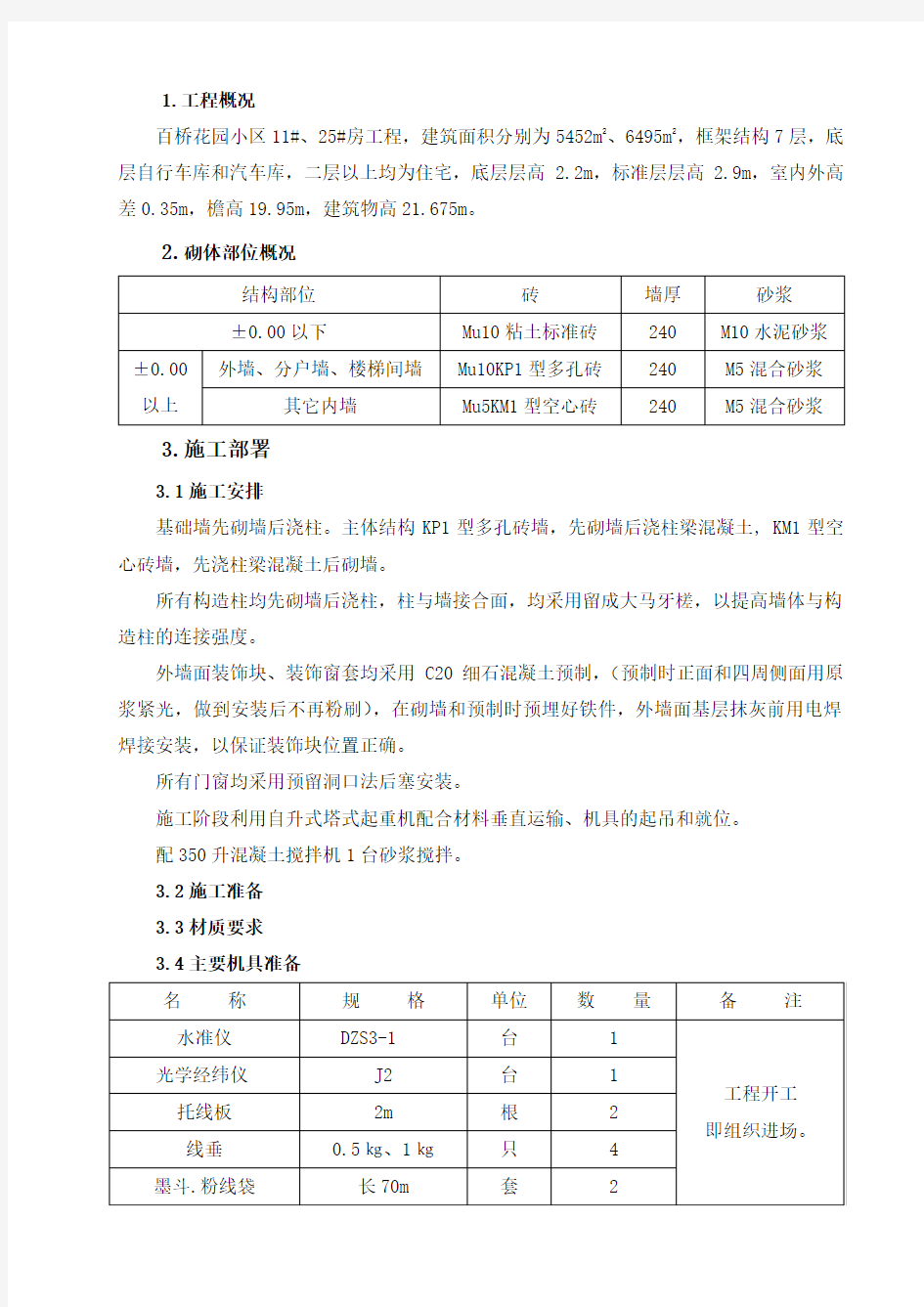 (完整版)砌体工程现场施工方法39047