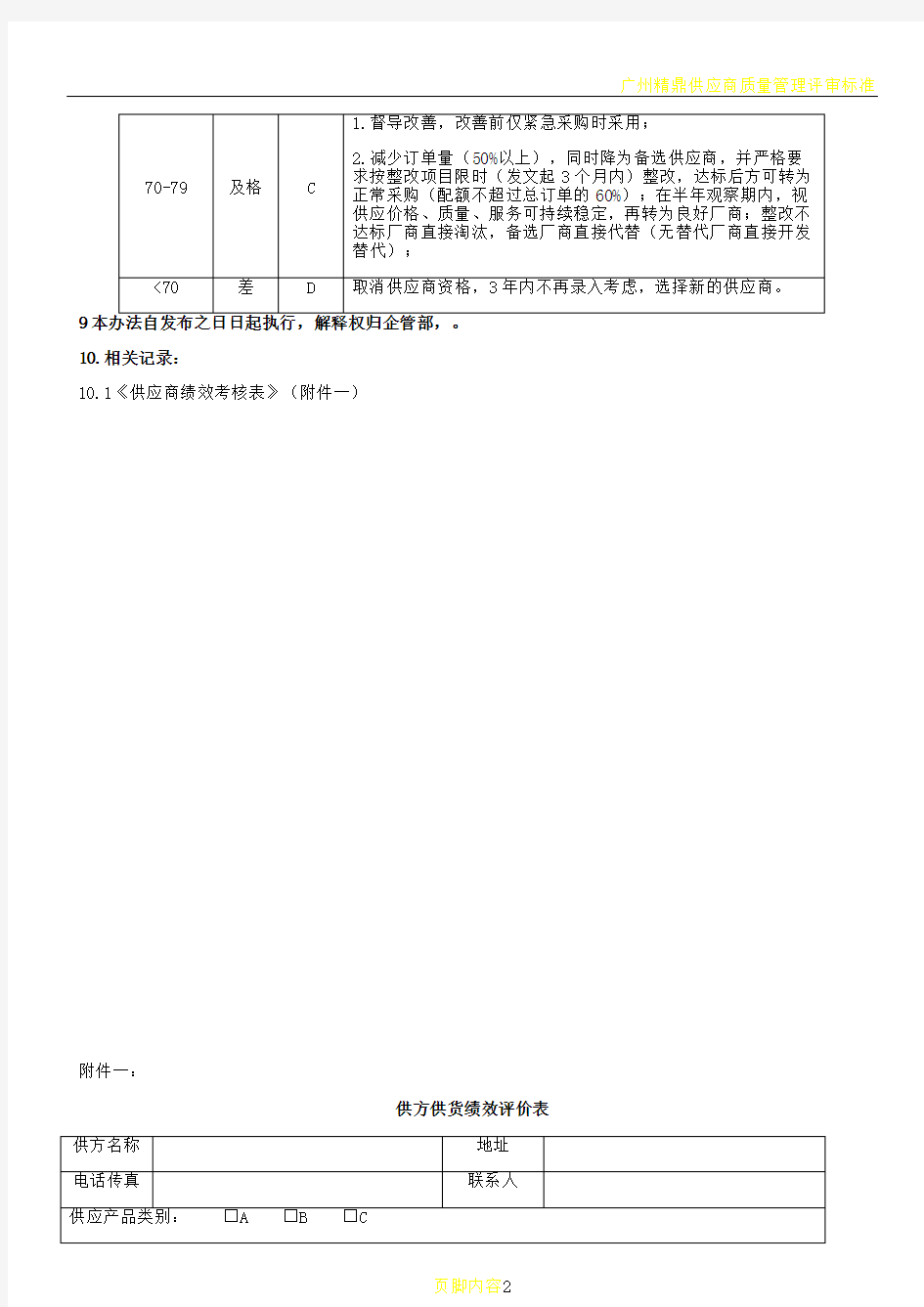 供应商质量绩效管理办法