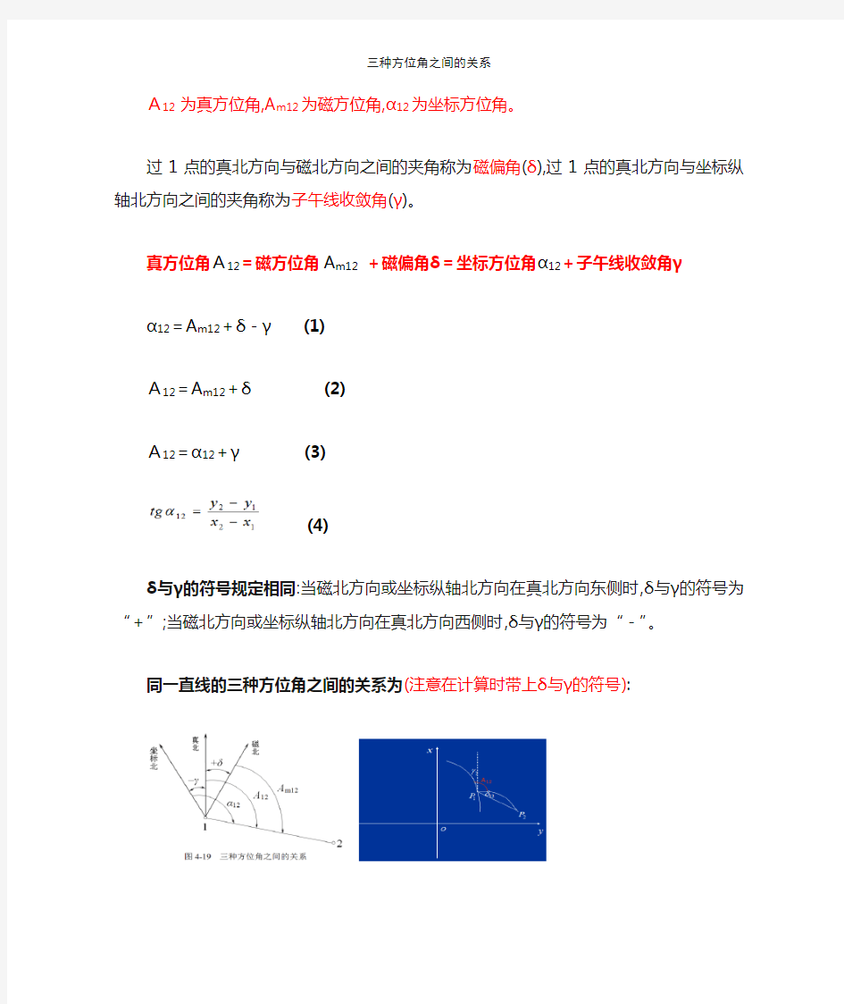 三种方位角之间的关系