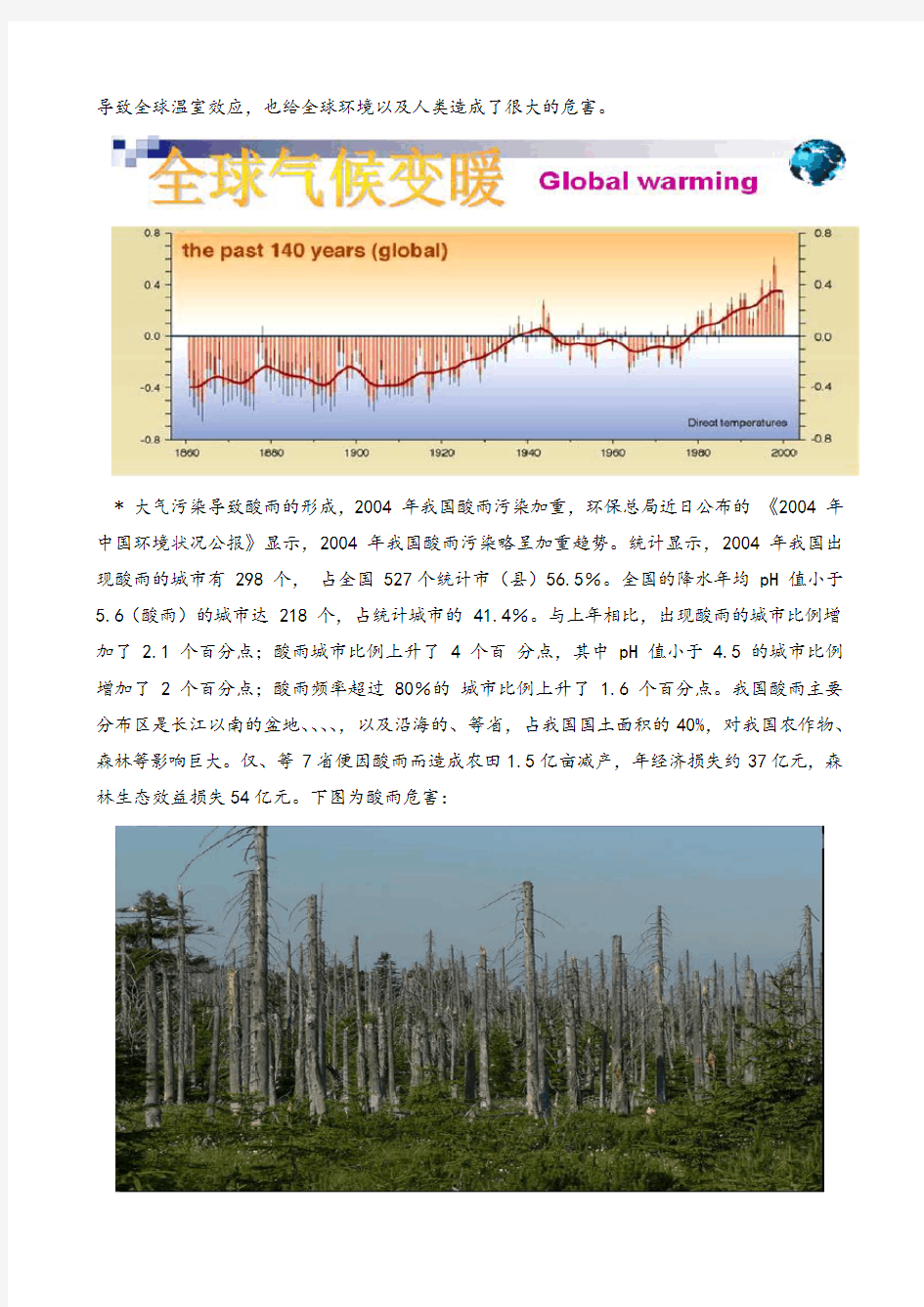 我国目前主要环境问题及其解决对策