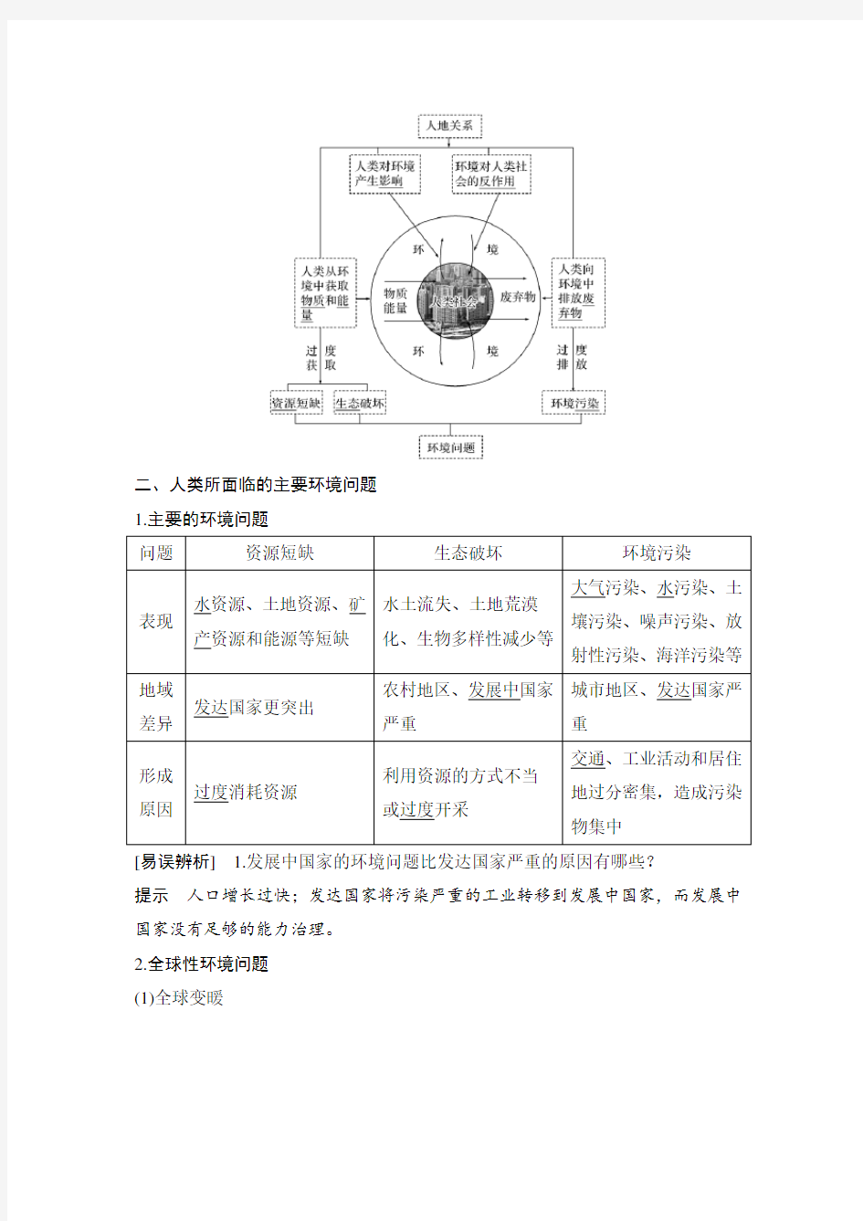 高中地理复习新高考第30讲《环境问题与可持续发展》讲义练习题附答案